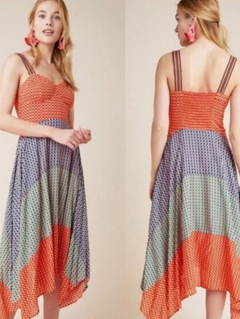 🍒 MAEVE | Multi-Color Midi Dress with Sweetheart Neckline, Size - Picture 4 of 13